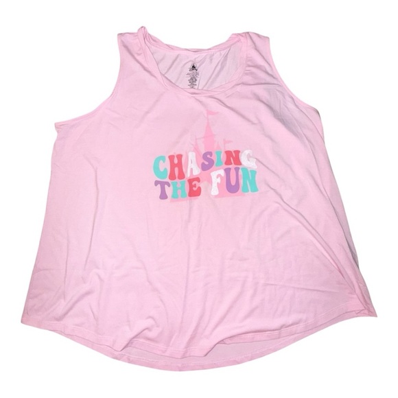 DISNEY PARK Sleeveless Fantasyland Castle Graphic Tee - Pink Plus 1X - Picture 10 of 11